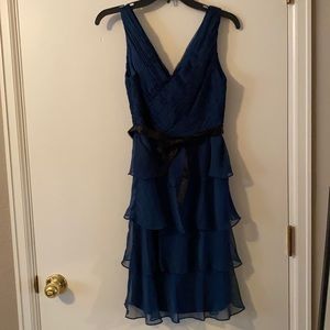 Patra teal, belted cocktail dress